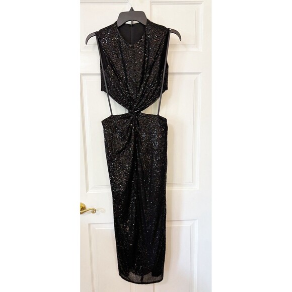 Mac Duggal 27022 Black Sequined Cutout Dress Size 4 - Picture 5 of 12